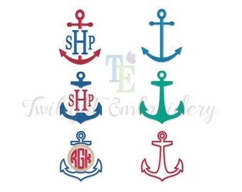 Set of 6 Anchor Machine Embroidery Designs, Anchor Embroidery Designs, Nautical Machine Embroidery Designs 0068