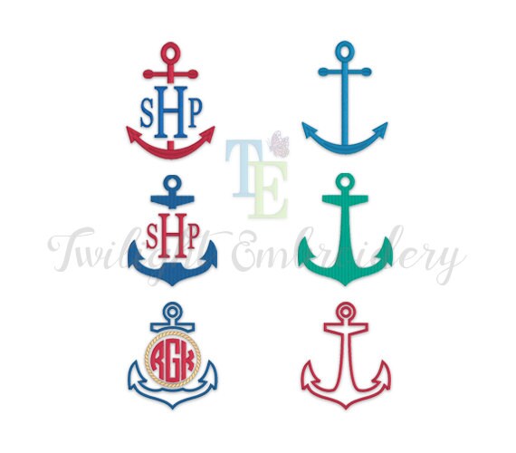 Set of 6 Anchor Machine Embroidery Designs Anchor Embroidery