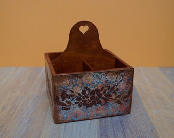 Wooden crate wood box wooden box wooden decoupage box home decoration storage box decorative box decoupaged box romantic box royal brown