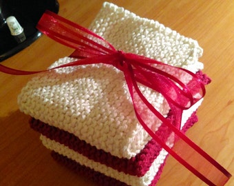 Knitted Christmas Washcloths - Set of Four