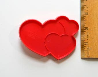 WILTON 3 LINKED HEARTS Cookie Cutter | 1990 3 13/16" x 2 13/16" Valentine's Day