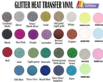 12" x 20" Glitter Heat Transfer Vinyl- 30 Colors Available