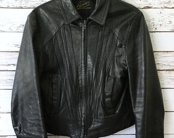 Vintage Black Leather Motorcycle Jacket