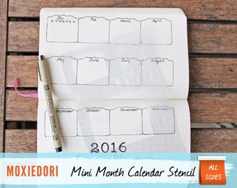 Mini Calendar Month - Planner Stencil, fits Leuchtturm and Moleskine 5" by 7"