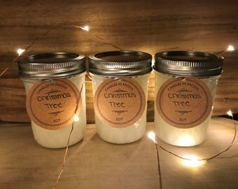 Christmas Tree Scented Soy Candle in 8 oz jelly jar