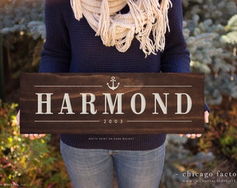 Family Established Sign, Nautical Decor, Established Sign, Last Name Established Sign, Wedding Gift, Custom Wood Sign, Wedding Gift (GP1080)
