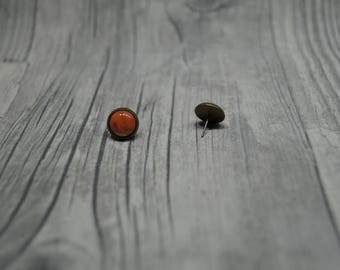 Stud Earrings red and white cabochon