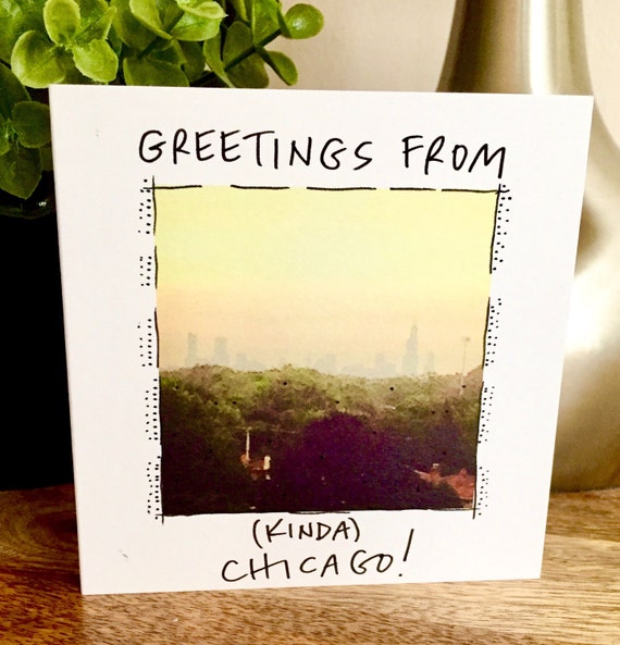 greetings from chicago hello cute greeting card