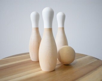 Wooden Little Skittles Set, Homemade, Handcrafted, Imagination play, Nursery decor, Wooden Mini Bowling Set