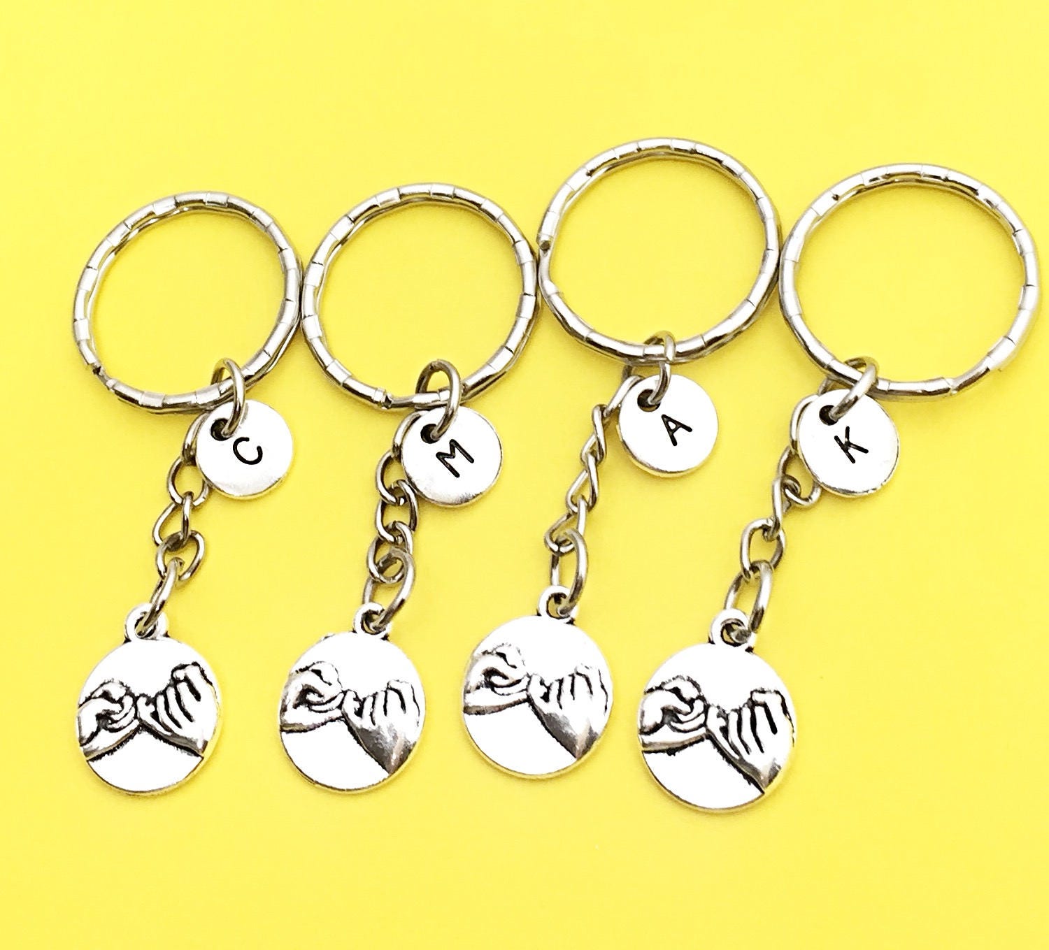 Best friends keychain set of four bff charm 4 bff