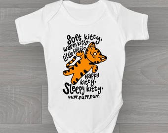 Big Bang Theory, Soft Kitty, Warm Kitty. Funny & Cute Non Personalised Baby Grow, Bodysuit Gift.