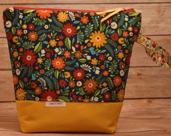 Vibrant Sunshine Knitting Project Bag - Zippered Bag - Box Bottom Bag - Wedge Bag - Project Tote