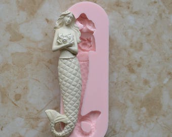 Mermaid Silicone Mold, Silcone, Cake, Candy, Clay, Nautical, Cooking, Jewelry, Beach, Chocolate, Cookies N343-145