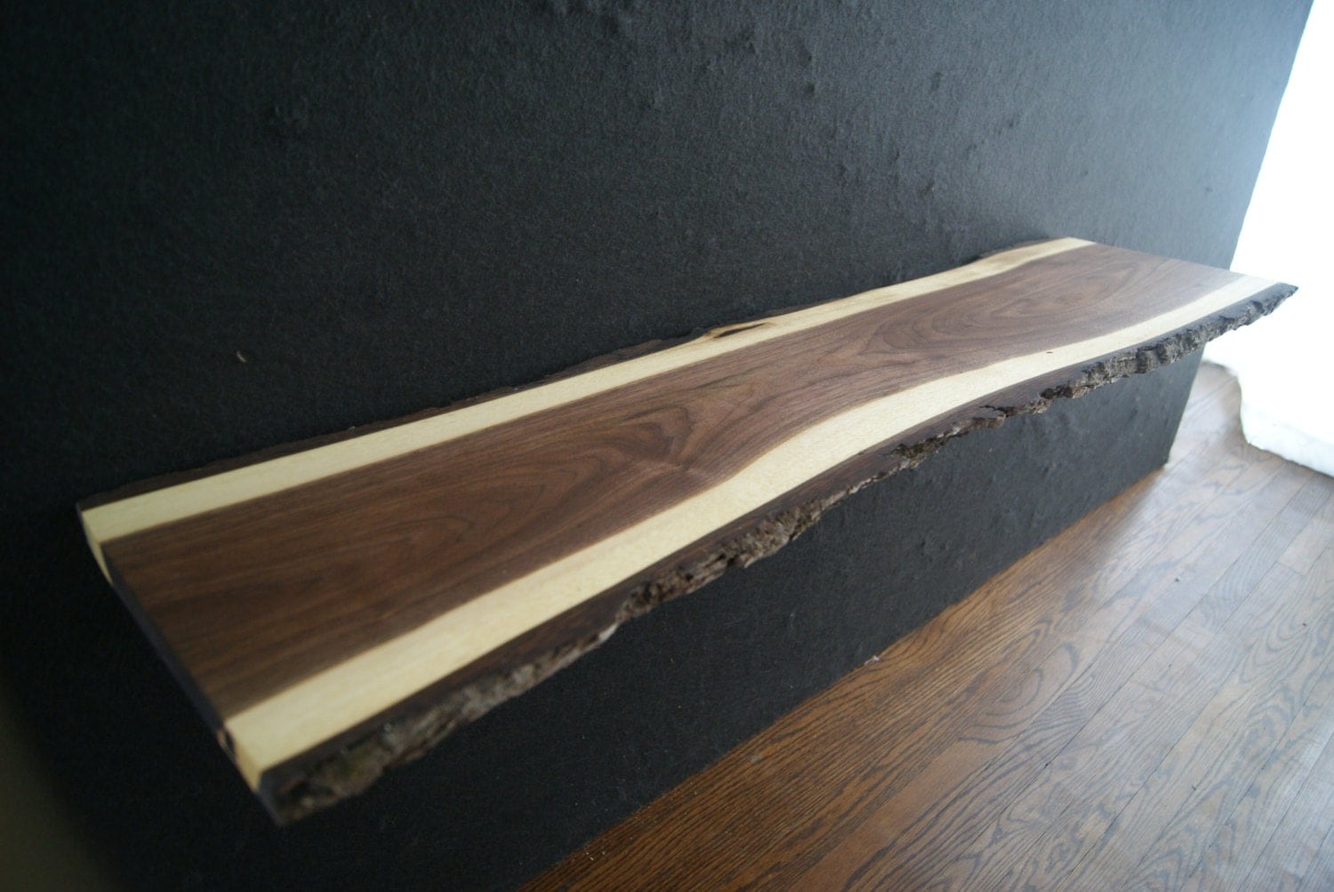 live edge wood shelf
