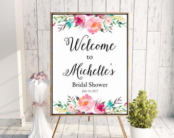 Bridal Shower Welcome Sign, Bridal Shower Sign, Floral Bridal Shower Welcome, Baby Shower Welcome Sign, Floral Bridal Shower Welcome Sign