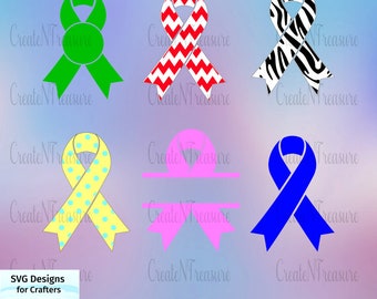 Cancer Awareness Ribbon SVG, DXF. Cutting file for Silhouette cameo and Cricut design space. Cancer and other survivor ribbon digital file.