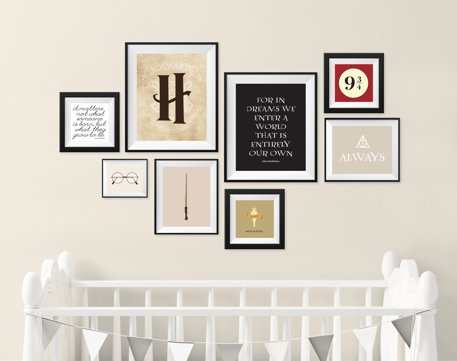 Harry Potter Nursery Gallery Wall Art Print Set of 8 Digital