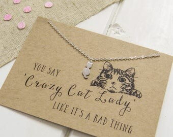 Crazy Cat Lady Necklace - Silver Cat Necklace - Gift for Cat Lover - Cat Jewellery - Dainty Cat Necklace - Gift for Her - Kitty - Pet
