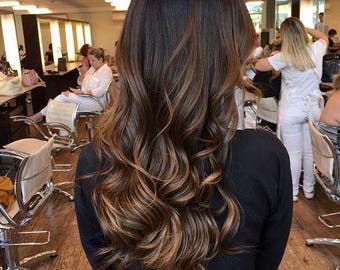 Balayage Clip in hair Extensions color #2 and #4/ 120grams Full head set of Genuine European human hair, Re-usable guaranteed!