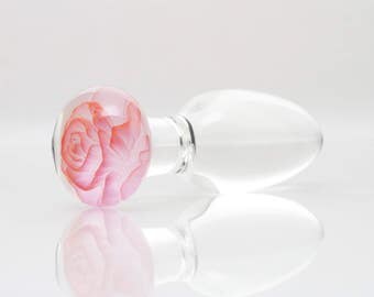 Pick your size - Pink Gold Fumed Glass Butt Plug- Custom/made To Order