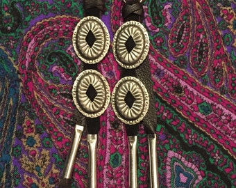 Black Suede and silver concho earrings