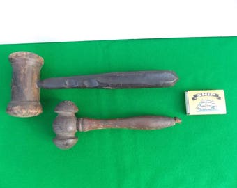 2 vintage wooden gavels