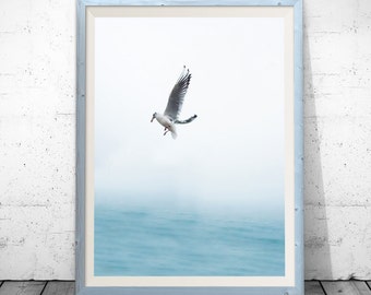 seagull print, bird print, beach decor, seagull art, bird art, coastal art, wall art, coastal decor, Wall Art Print, Water print