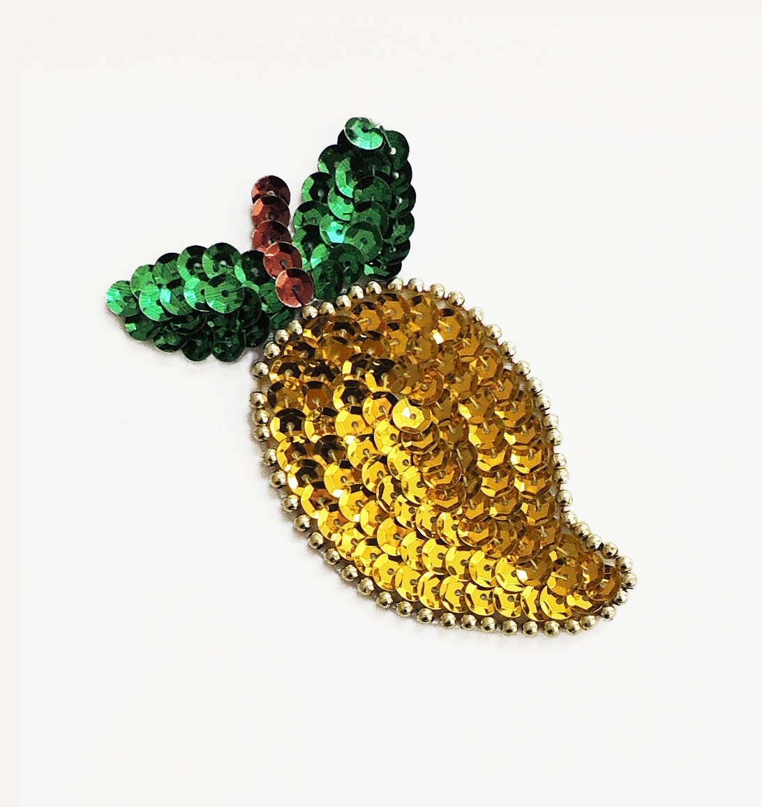 yellow MANGO fruit sequin and beads applique patch