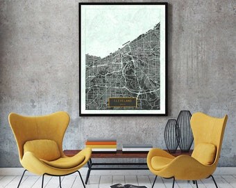 CLEVELAND Ohio City Map Cleveland Ohio Art Print Cleveland Ohio poster Cleveland Ohio map art United States of America Poster Jack Travel