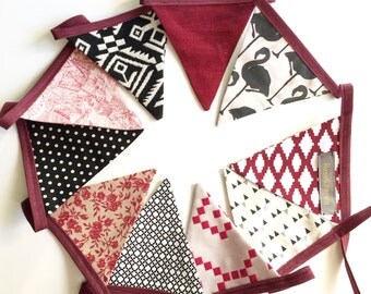 pennants/flags in black and Burgundy tissue Garland