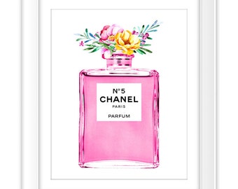 Items similar to Pink Chanel No. 5 Paris Parfum. perfume fashion ...