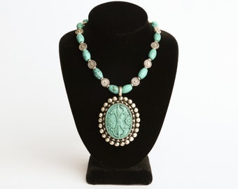 Turquoise and silver necklace
