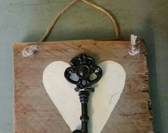 Rustic Reclaimed Fence Board "Key to My Heart"
