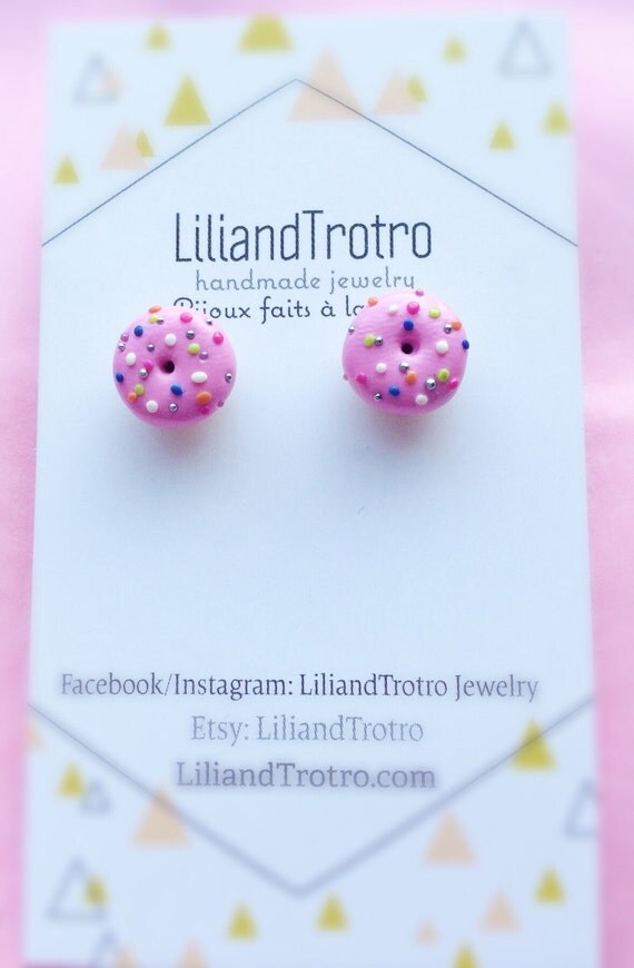 cute donut earrings sterling silver or stainless steel Donut