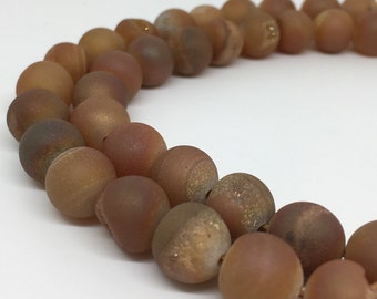 1Full Strand Druzy Round Beads,Druzy Agate Beads, 8mm 10mm Wholesale Agate Gemstone For Jewelry Making