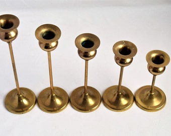 Vintage set of 5 candle holders/ vintage Candle Holders