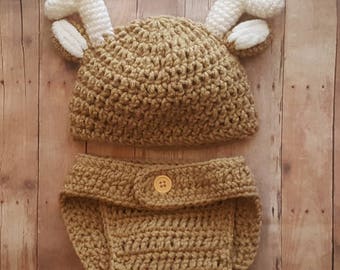 Deer Baby Outfit, Baby Deer Costume, Crochet Deer Outfit, Newborn Photo Prop, First Halloween Costume, Cake Smash Outfit, Baby Shower Gift
