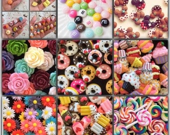 Mixed 100pcs Sweets Cabochon Mix Assorted Resin Kawaii Miniature Sweets Cabochon Set Polymer Clay Sweets Cellphone Deco