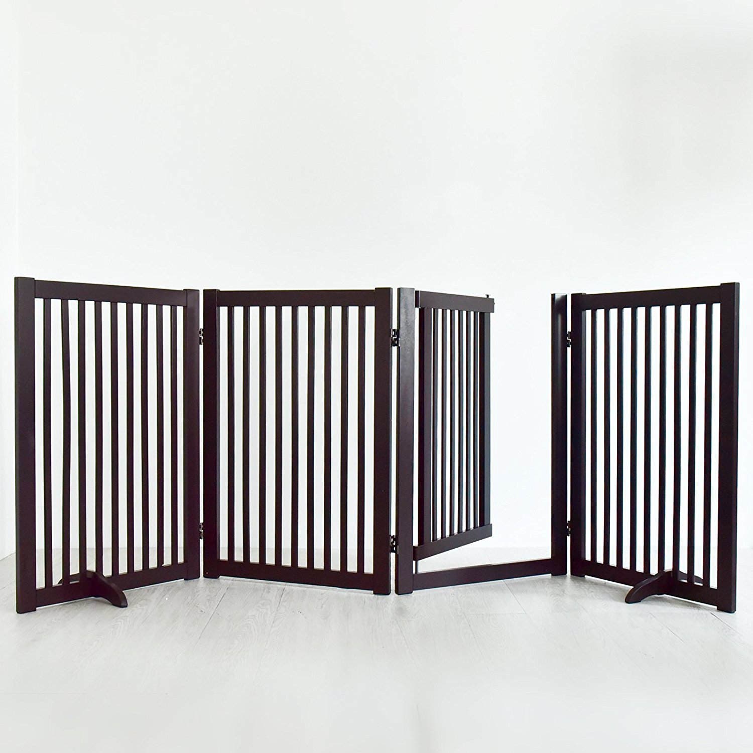 88-Inch Wood Freestanding Pet Gate with Small Door