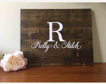 Wedding Guestbook/Alternative Guestbook/Wood Guestbook/Rustic Wood Guestbook/Rustic Wedding/Last Name Initial & first names guestbook/24x36