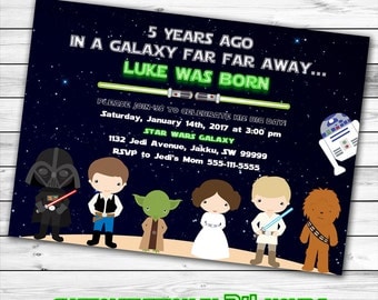 Star Wars Invitation, Star Wars Birthday Invitation, Star Wars Birthday Party, Jedi Birthday, Galaxy Wars Birthday Party Invite, Printable