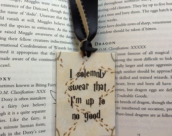 Harry Potter Quote Double-Sided Laminated Bookmark - "I solemnly swear that I am up to no good" Marauder's Map