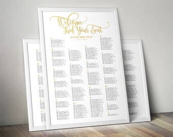 2 styles poster editable printable wedding seating chart template | 24 x 36 inches | instant download | digital file | .pptx file | WSC02