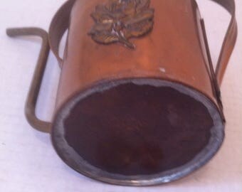 Vintage Copper Plant Watering Can, Shelf Display, Garden Display, Works, 6 x 6. Rose Flower Design on Front, Garden Decor, Home Decor