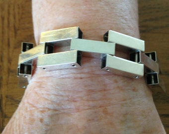 Sterling Silver Mid Century Link Bracelet