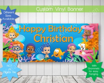 Bubble Guppies Vinyl Banner Personalized Name Vinyl Banner Custom Name Banner