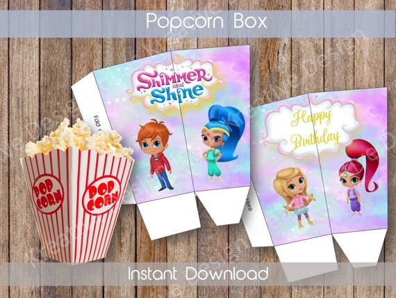 Items similar to Shimmer and Shine Popcorn Box Printable Shimmer and ...
