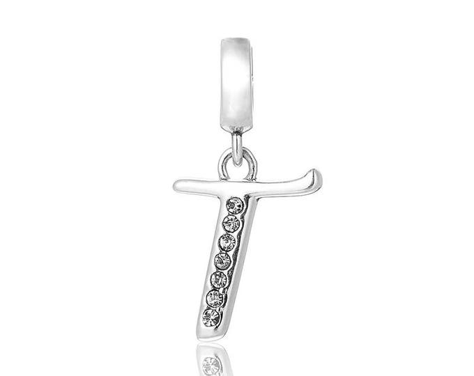Letter T Initial Pendant Charm - 925 Sterling Silver - Personalised Gift - Gift Packaging available - Birthday Gift - Wedding Gift