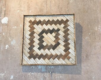 Recycled Lathe Art - Neutral Brown and White