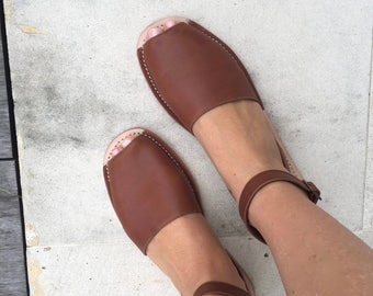 TUSK LEATHER Sandals Dark Brown Slingback with removal strap | Womens Leather Sandals / Womens Shoes / Leather Shoes / Sizes EU 36 - 42.